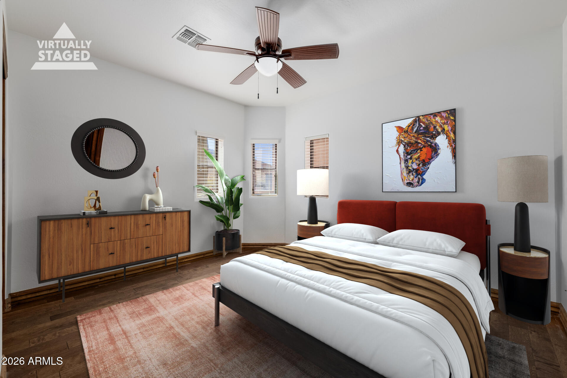 1815 West Maddock Road Phoenix, AZ 85086 - Photo 43 of 71 a bedroom with a bed and a chandelier