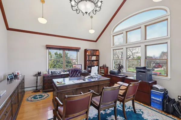 a work room with furniture