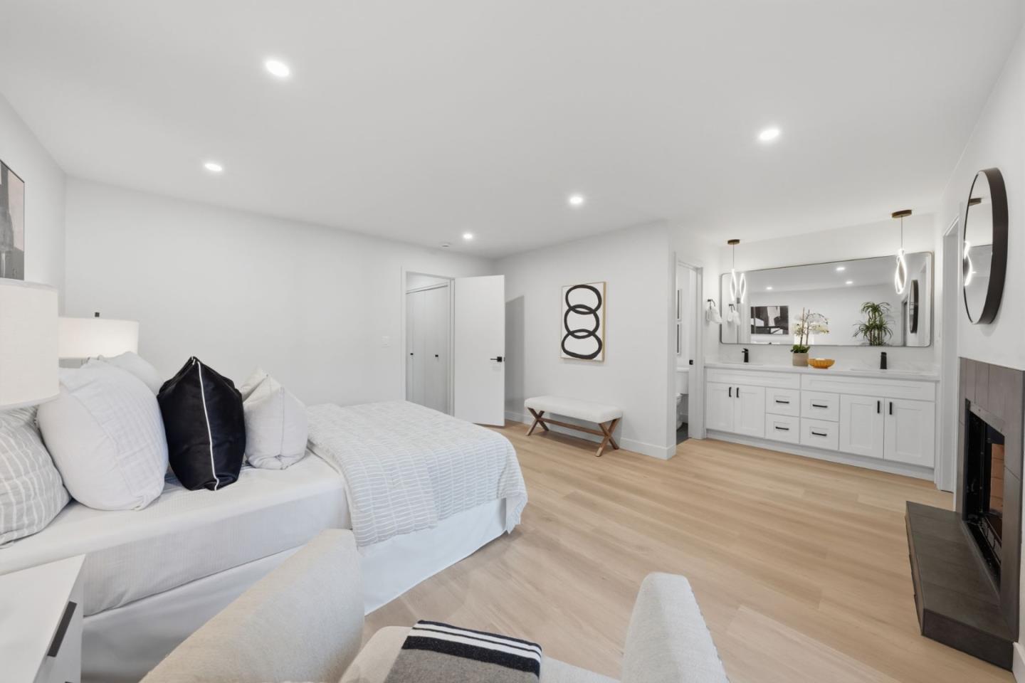 409 Puerto Place Hayward, CA 94541 - Photo 28 of 54 a bedroom with a bed and view of kitchen