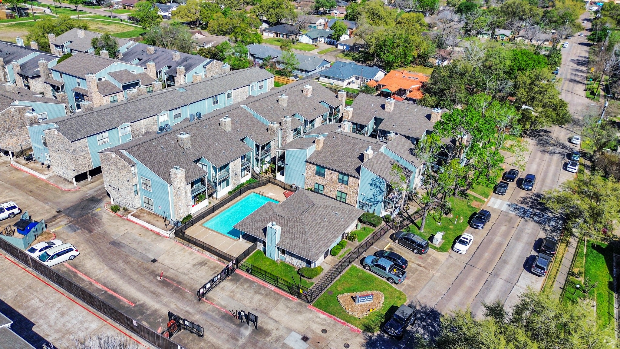 3750 Tanglewilde Street, Unit A7 Houston, TX 77063 - Photo 32 of 36 an aerial view of a building with outdoor space