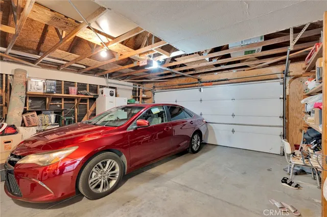 a car parked in a garage