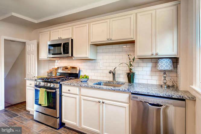 3821 Kimble Road Baltimore, MD 21218 - Photo 13 of 29 a kitchen with granite countertop white cabinets and stainless steel appliances