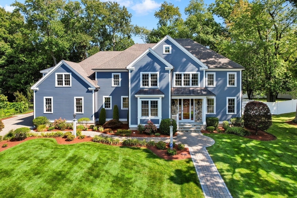 a aerial view of a house with garden