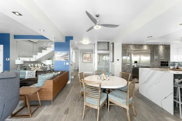 a view of a lake with a city