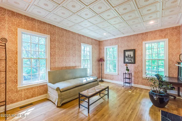 a living room with a couch and a table