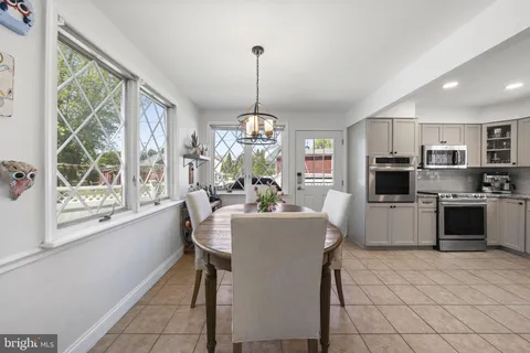 a dining room filled counter top space and a kitchen view