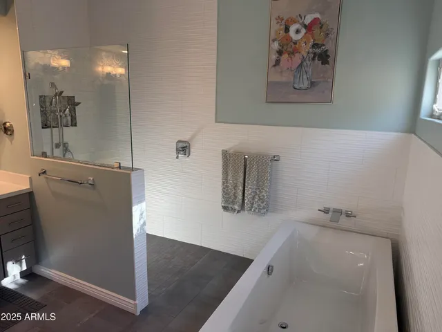 a bathroom with a mirror