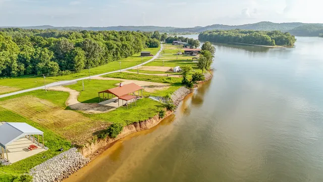 a view of a lake with a mountain