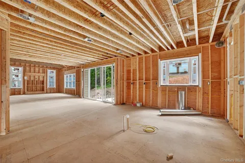 a view of a room with lots of wooden walls