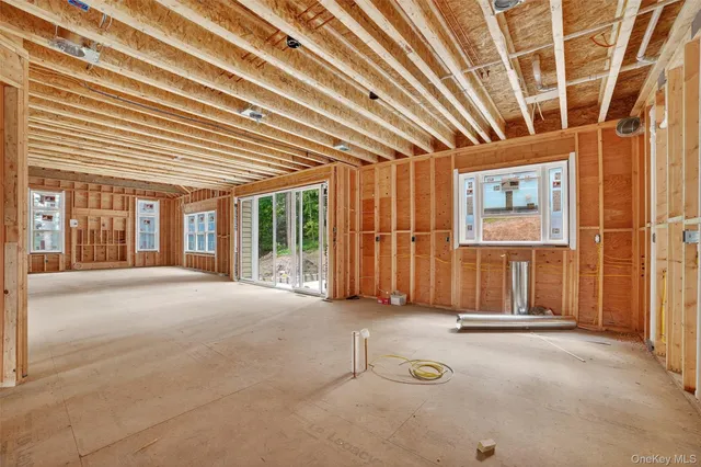 an empty room with sliding door