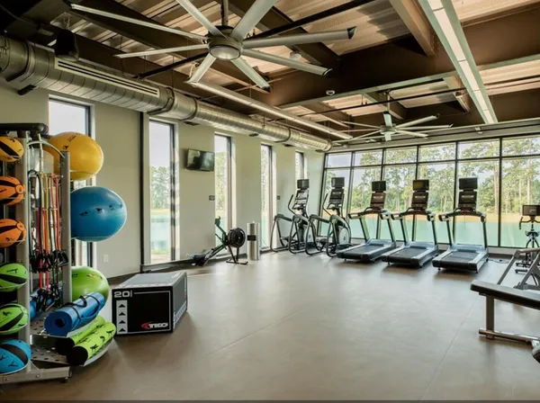 a view of a room with gym equipment