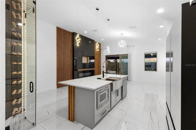 a view of a tennis court with a lounge chair