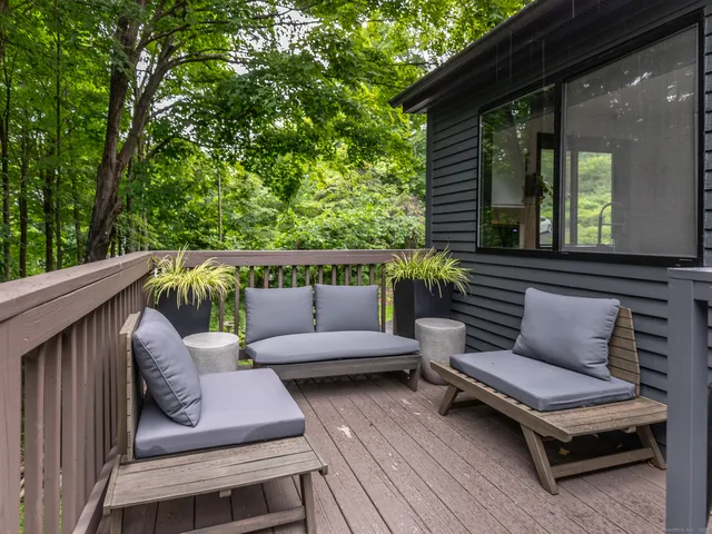 a view of a couches in the deck