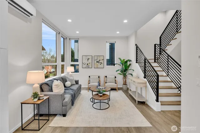 a living room with furniture