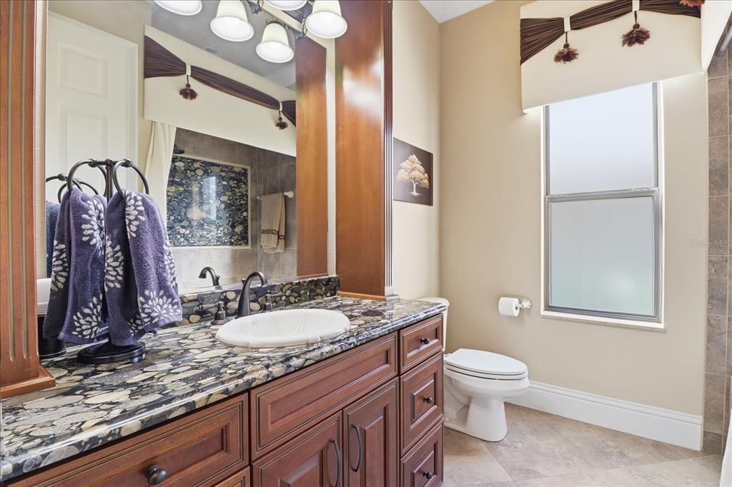 1416 North Ridge Meadow Path Hernando, FL 34442 - Photo 25 of 68 a bathroom with a granite countertop sink toilet and shower