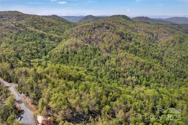 a view of a mountain range with lush green forest