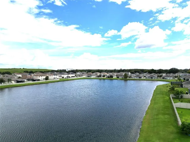 a view of a lake with a mountain
