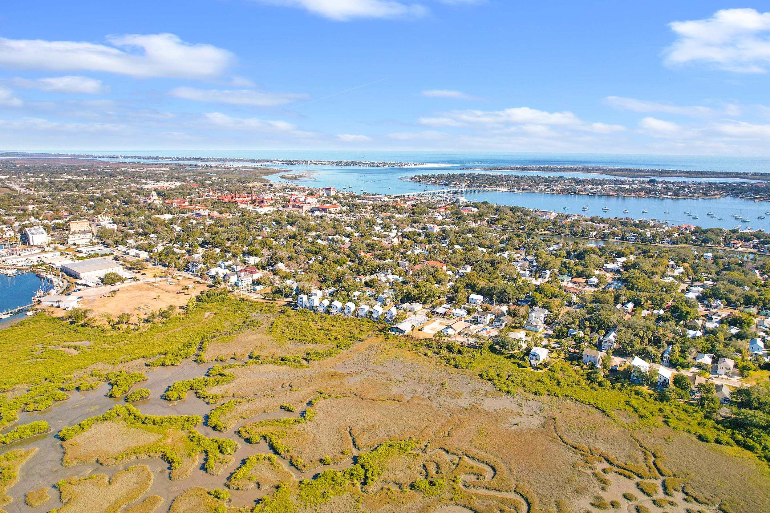 224 Riberia Street St. Augustine, FL 32084 - Photo 9 of 10 Aerial perspective of suburban area featuring a nearby body of water