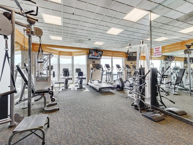 a view of a room with gym equipment
