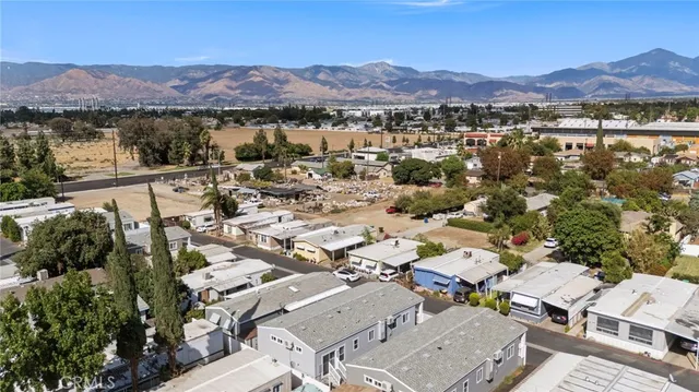 an aerial view of a and mountain