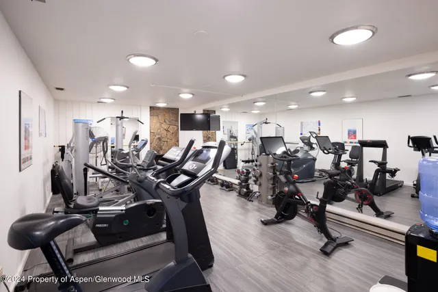 a view of a room with gym equipment