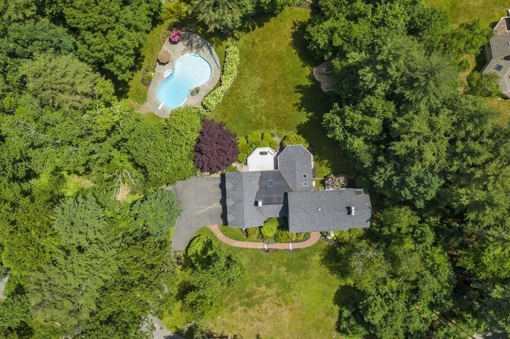 57 Surrey Lane Boxford, MA 01921 - Photo 38 of 42 an aerial view of a house with swimming pool and garden space
