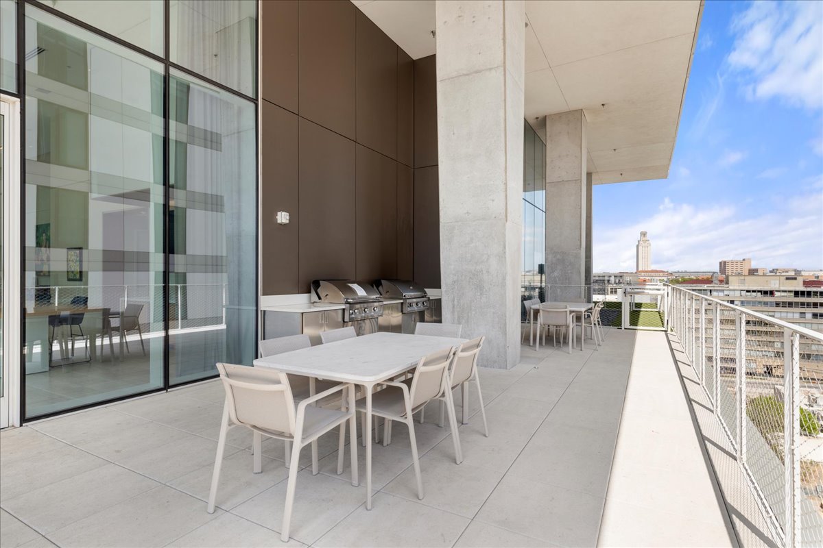 313 West 17th Street, Unit 1104 Austin, TX 78701 - Photo 25 of 40 AMENITIES. Elevated amenity deck on the tenth floor includes: Covered Lap Pool, Outdoor Cooking & Dining, Fire Pit Lounge, Sauna, Hot & Cold Plunge Pool, Exercise Facility, Dog Park w/ Washing Station, Conference Room / Private Dining, Club Room w/ Kitchen. Ground floor amenities include 24/7 Concierge, Lobby and two (2) retail spaces.
