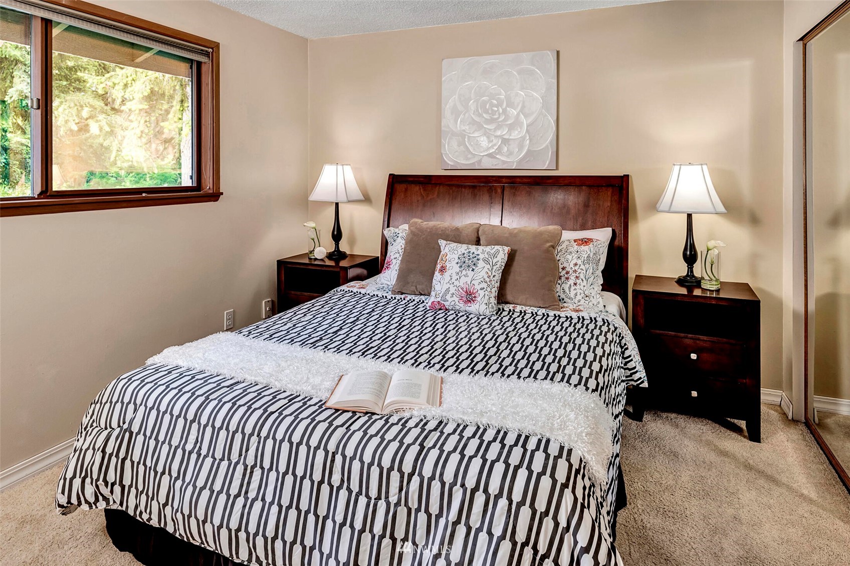 2322 243rd Place Southwest Bothell, WA 98021 - Photo 12 of 29 a bedroom with a bed and a lamp on dresser