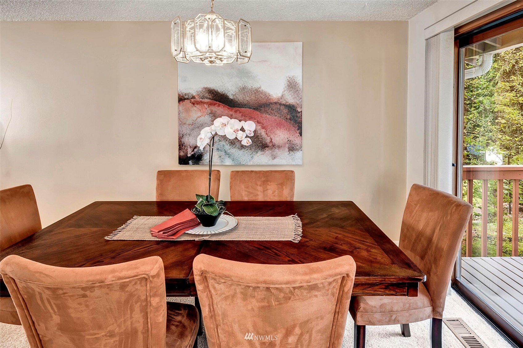 2322 243rd Place Southwest Bothell, WA 98021 - Photo 6 of 29 a view of a dining room with furniture a chandelier and wooden floor