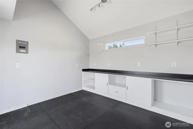 a view of an empty walk in closet