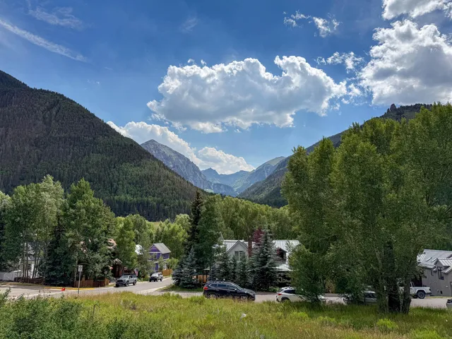 a view of a lake with a houses