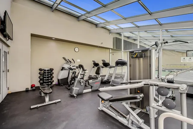a view of a room with gym equipment