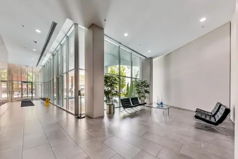 a view of an entryway with a garden