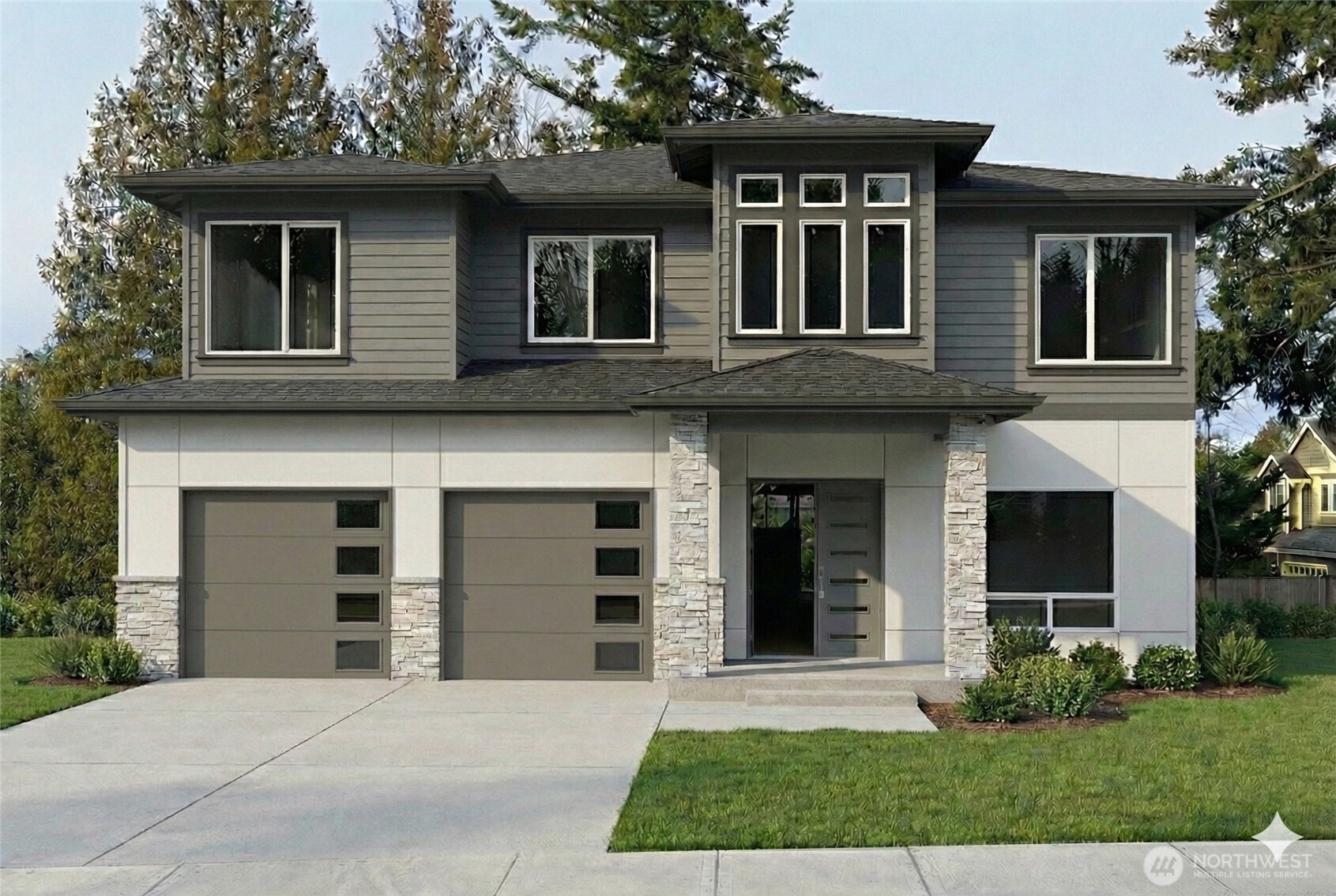 a front view of a house with a yard