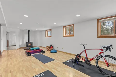 a view of a room with gym equipment