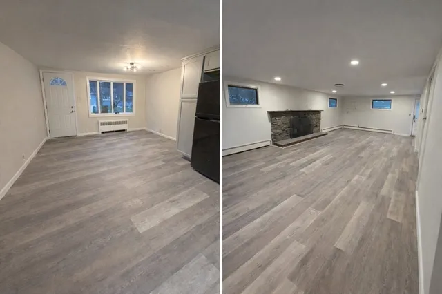 a view of a room with garage and window