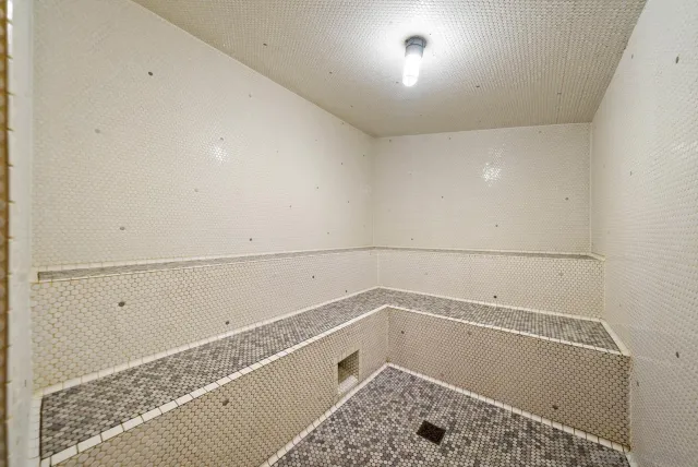 a bathroom with a bath tub and shower