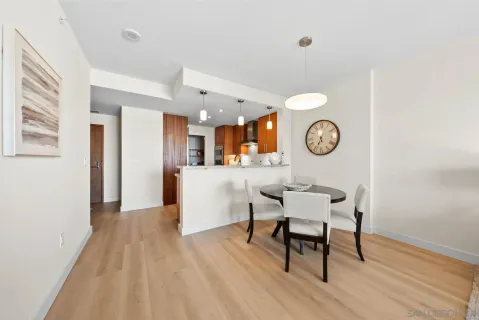 a view of a kitchen from a dining room