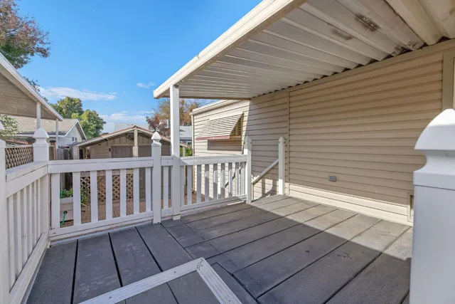 a view of a wooden deck