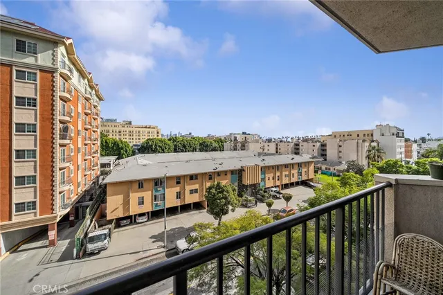 a balcony with city view