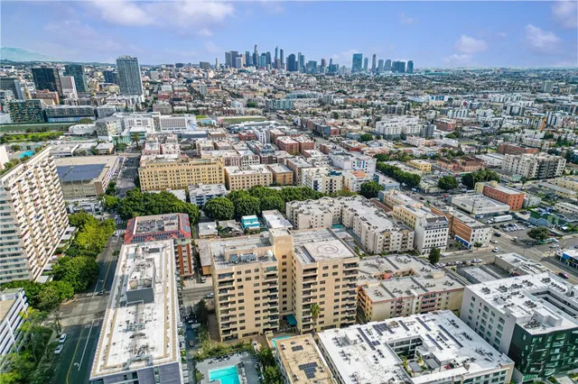 an aerial view of a city with lots of residential buildings