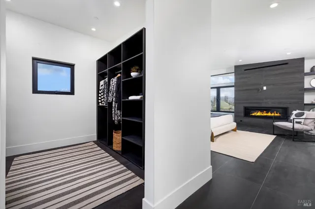 a bathroom with a double vanity sink and mirror