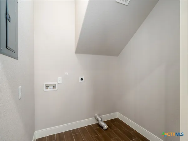 a view of small space with wooden floor