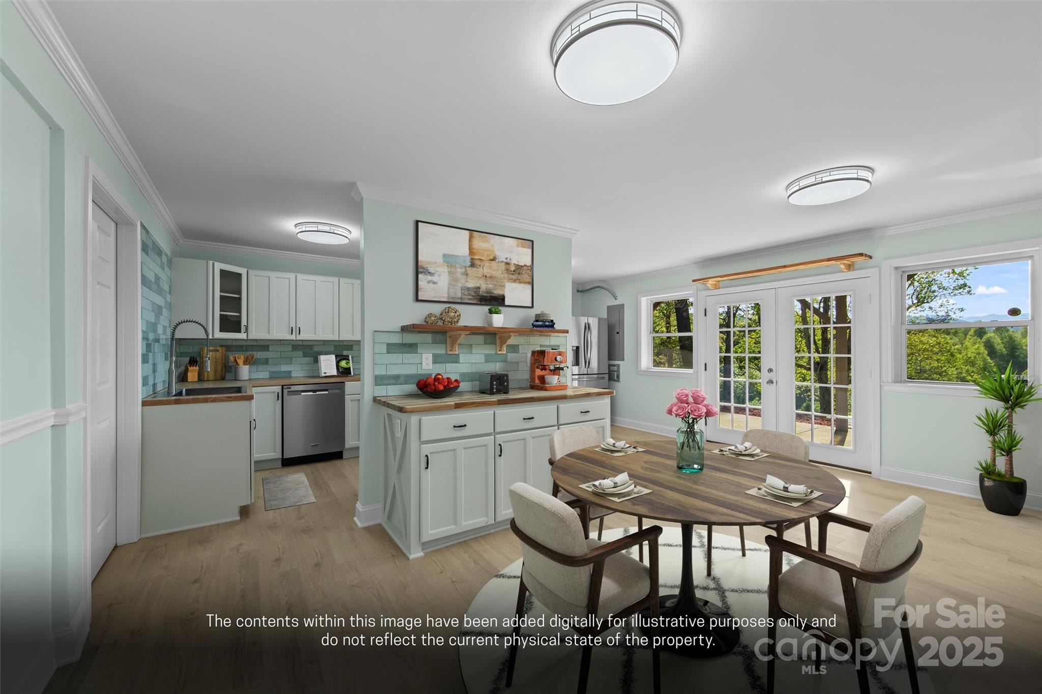 84 Halfmoon Way Clyde, NC 28721 - Photo 32 of 48 a kitchen with a dining table chairs and refrigerator