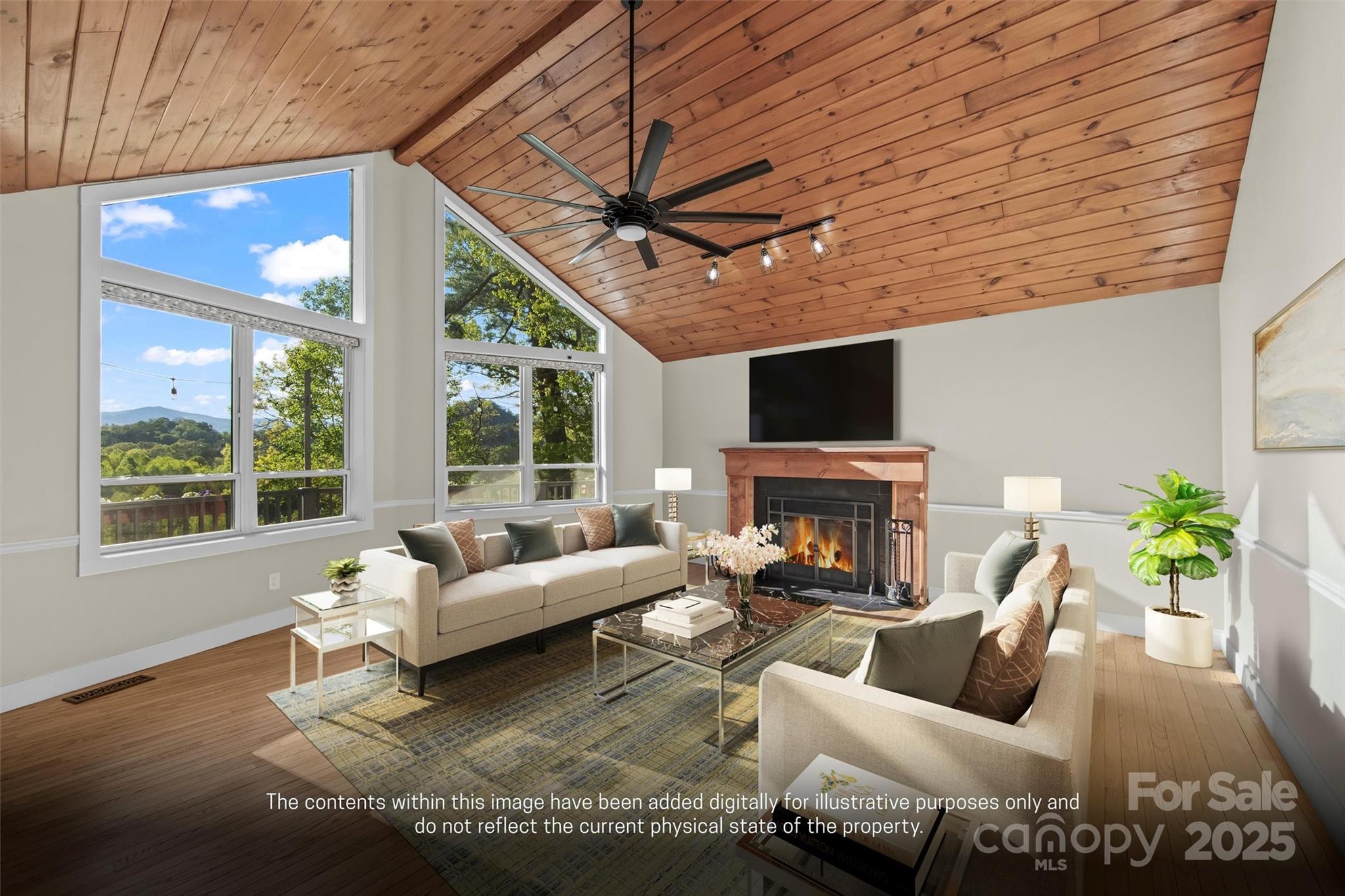 84 Halfmoon Way Clyde, NC 28721 - Photo 10 of 48 a living room with furniture a fireplace and a flat screen tv