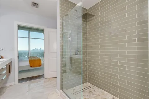 a bathroom with a shower