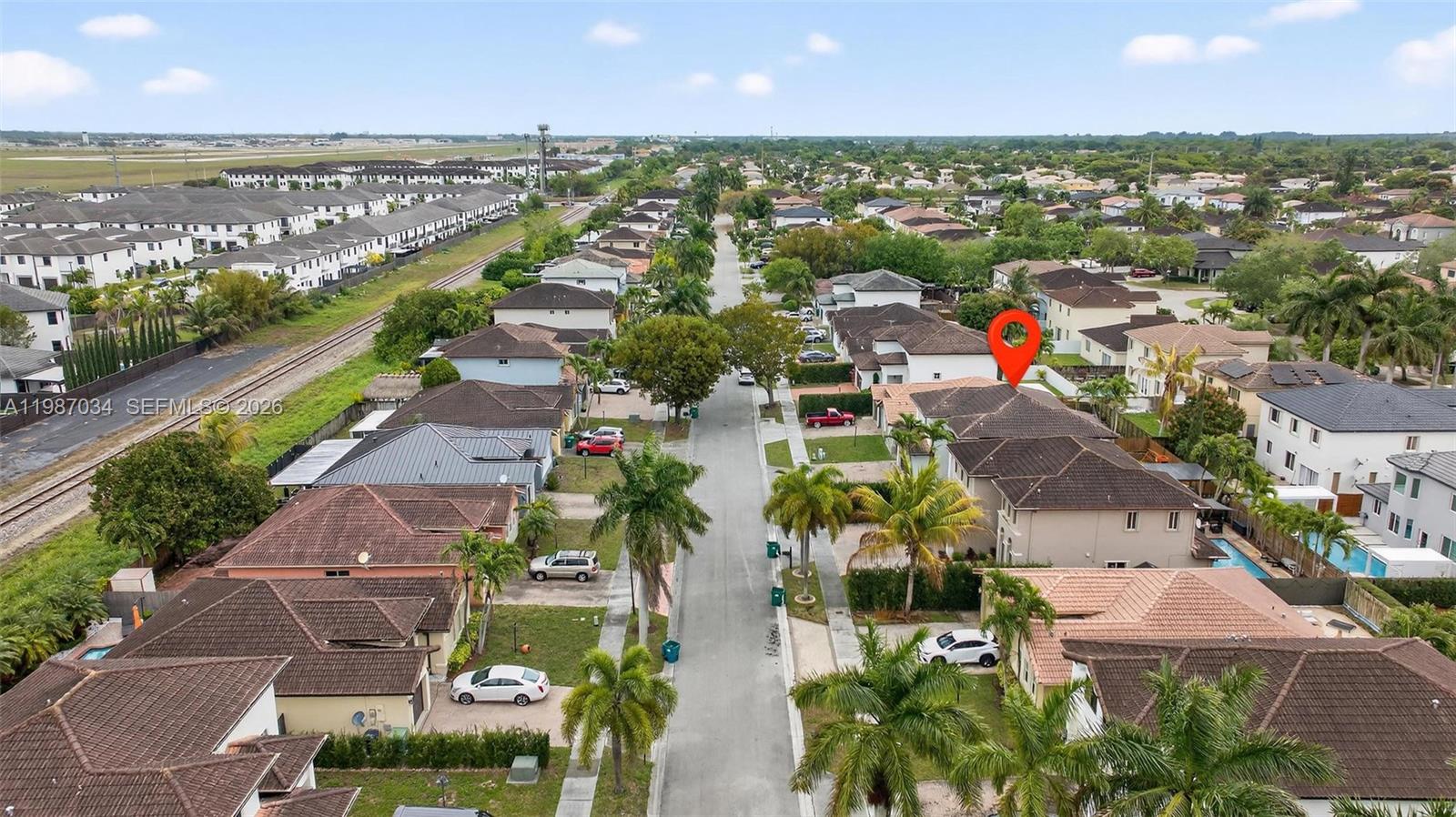 15874 Southwest 138th Terrace, Unit 1 Miami, FL 33196 - Photo 8 of 12 an aerial view of residential houses with outdoor space and ocean view