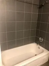 a bathroom with a bathtub