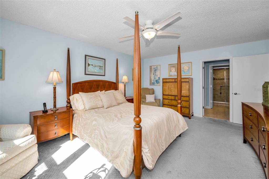 632 Edgewater Drive, Unit 433 Dunedin, FL 34698 - Photo 27 of 42 a spacious bedroom with a bed and lamp