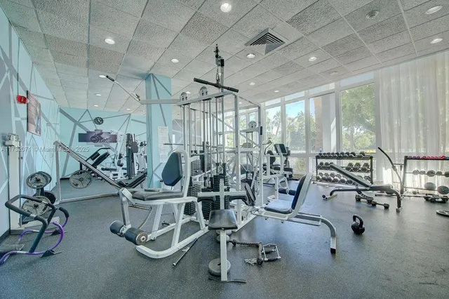 a view of a room with gym equipment